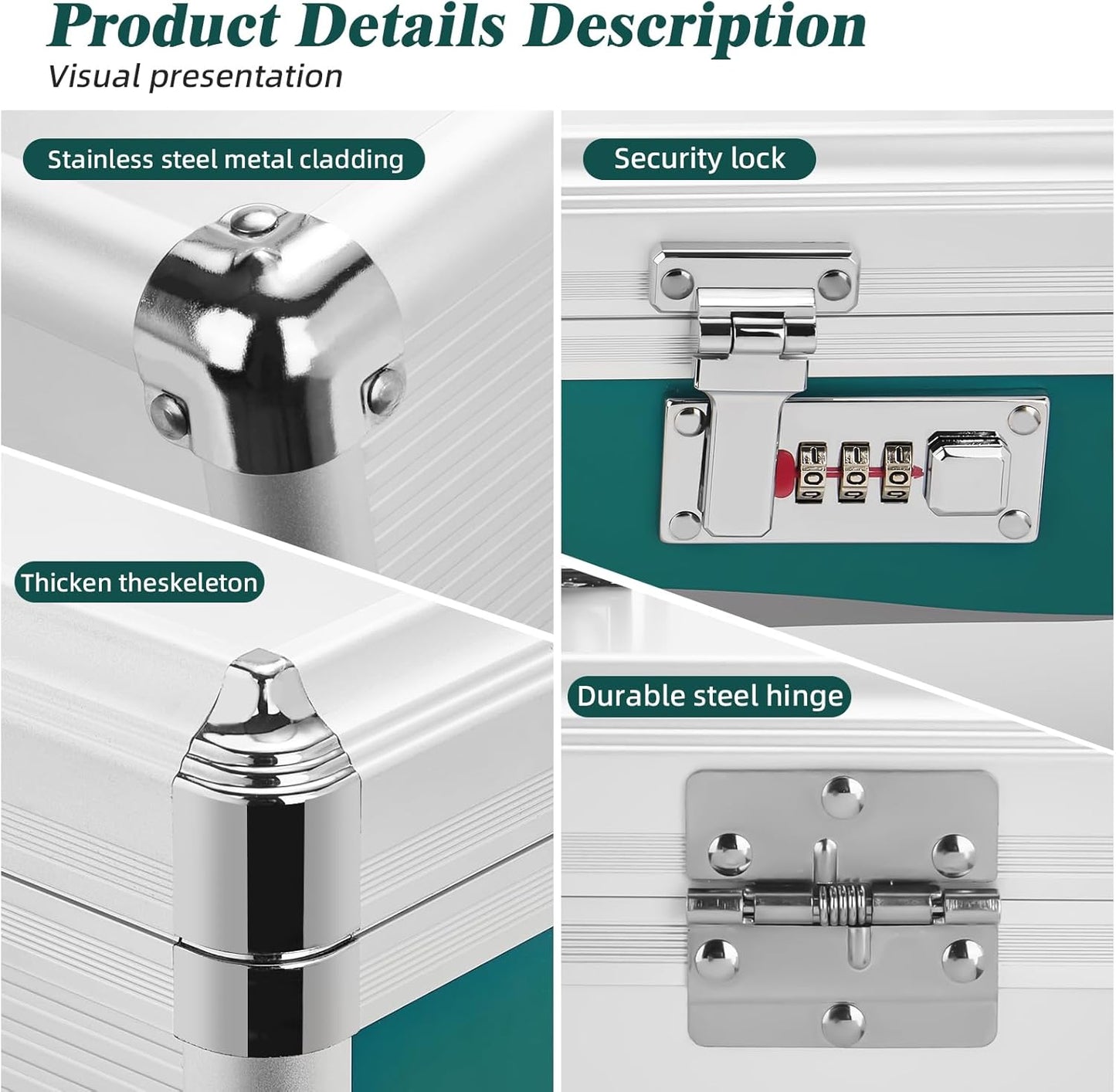Glosen Medicine Lock Box with Combination Lock,Medication Lock box 【Medium 12 x 7.68 x 7.87 Inch】 Safe Lock Box,Medical Box Organizer