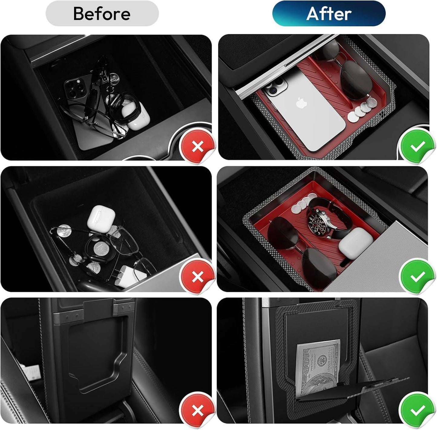 Center Console Organizer Tray for Tesla New Model Y Juniper Accessories 2025 2026(Material PC Superior), Cup Holder, Hidden Storage Box & Armrest Drawer Organizer (Model Y 25-26 （PC Material）)