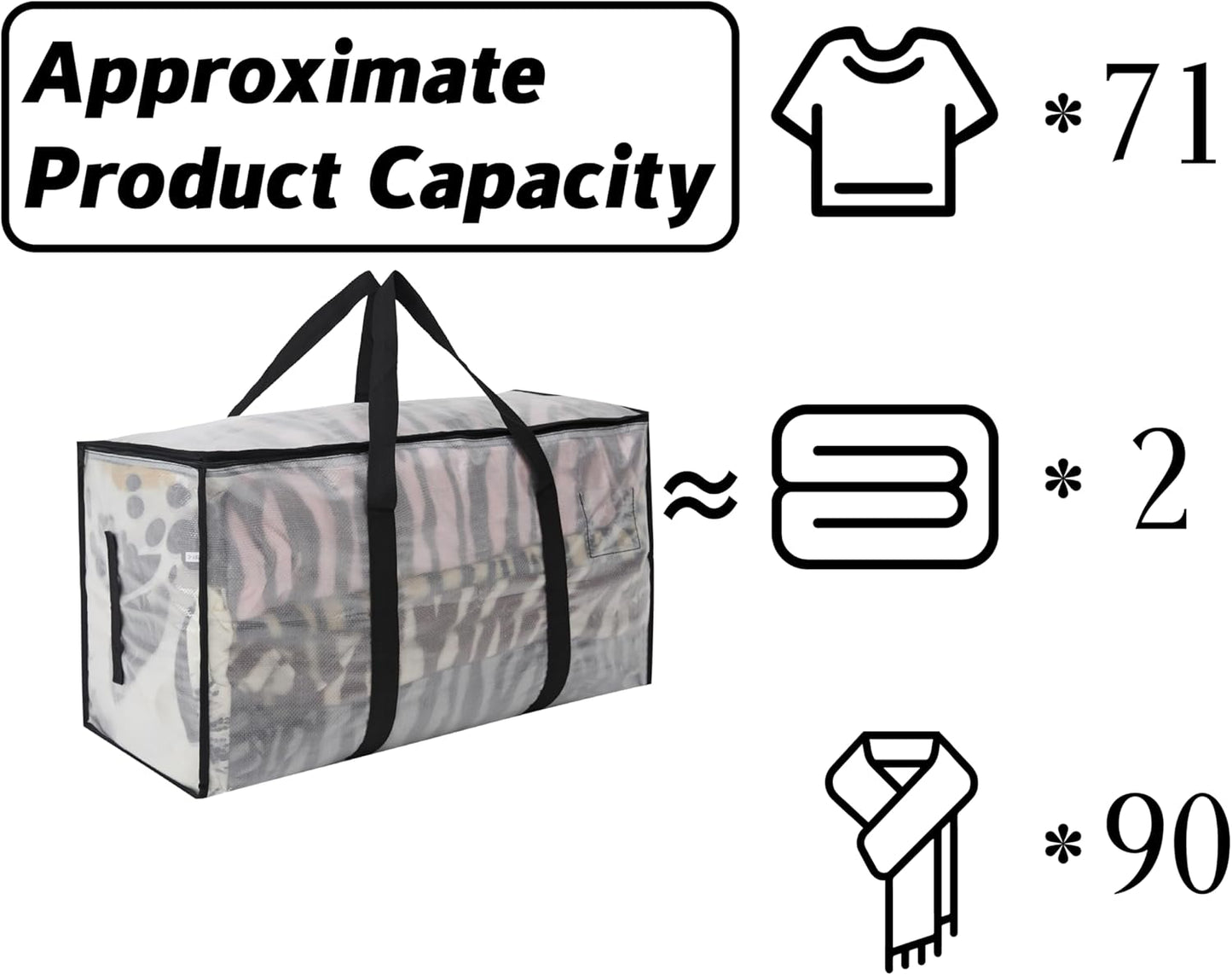 Heavy Duty 93L (24.5 Gallon) Stackable Storage Bins with Fully Openable Lids, Moving Bags Heavy Duty, Clear Plastic Totes for Moving Storage, Home Organization, Christmas Decorations. 6 pack