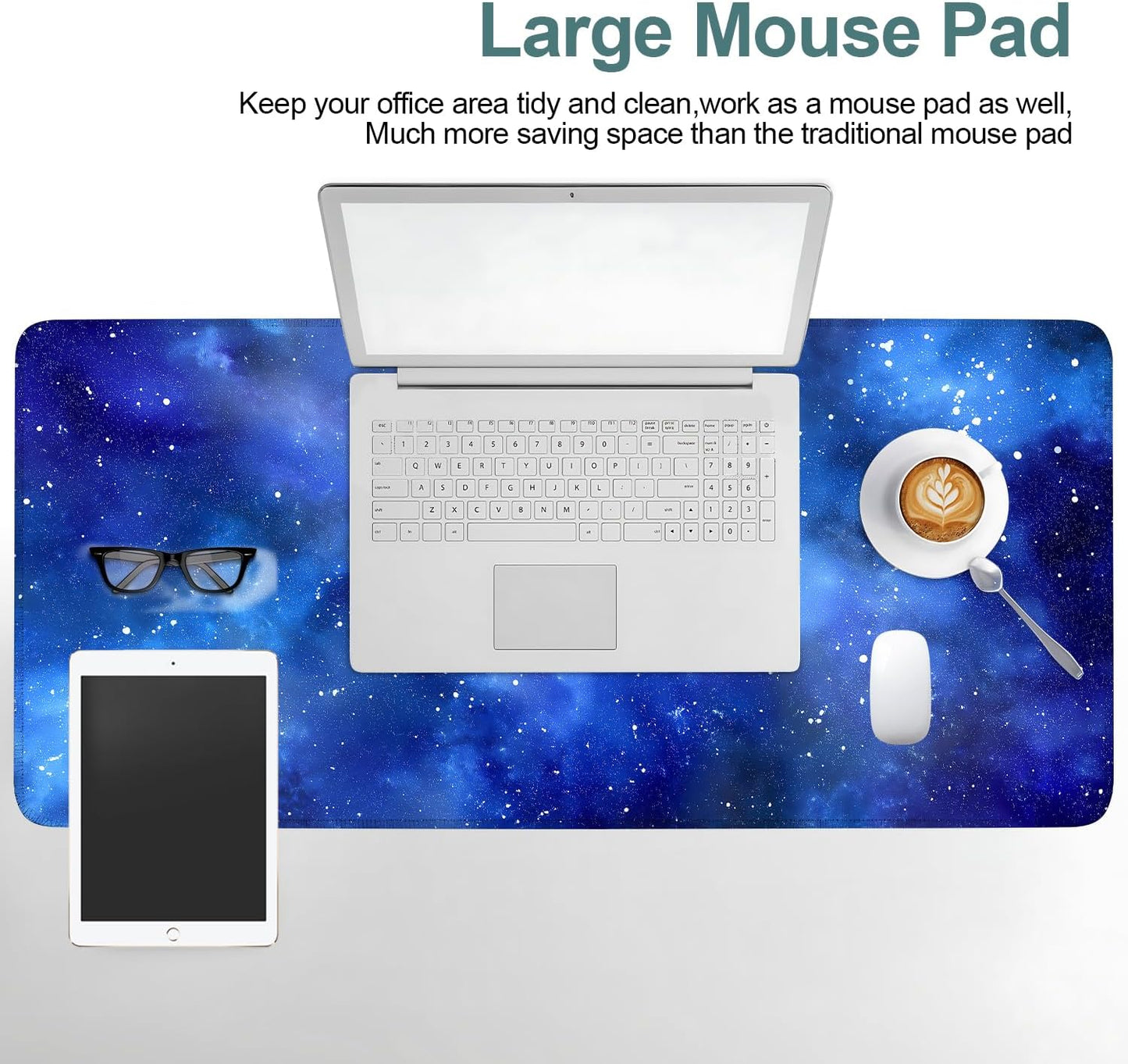 Starry Sky Gaming Mouse Pad 35.4"x15.7"Desk Mat Anti-Slip Rubber Base & Durable Stitched Edges for Gamers Smooth Mouse Writing Surface for Desk Office/Home