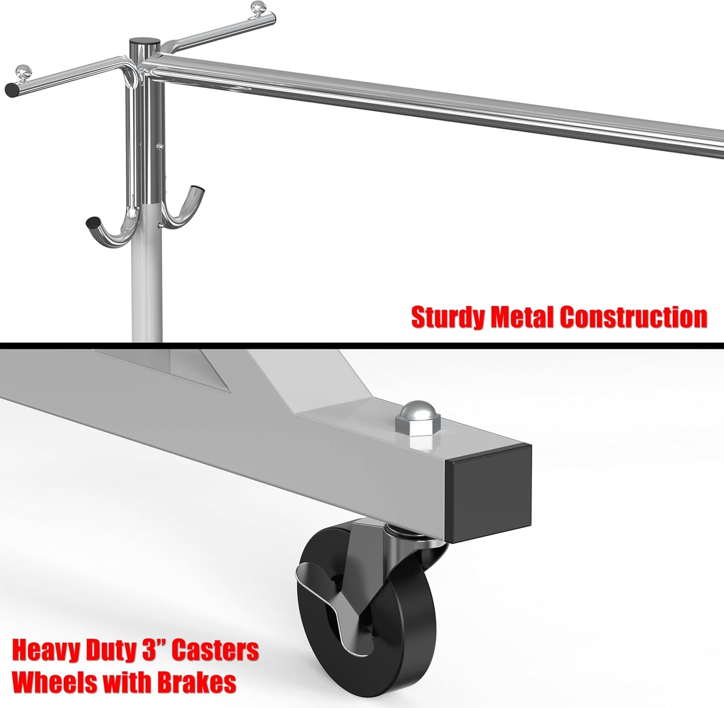 Simple Houseware Industrial Grade Z-Base Garment Rack, 500lb Load with 62" Extra Long bar w/Clear Cover and Tube Bracket