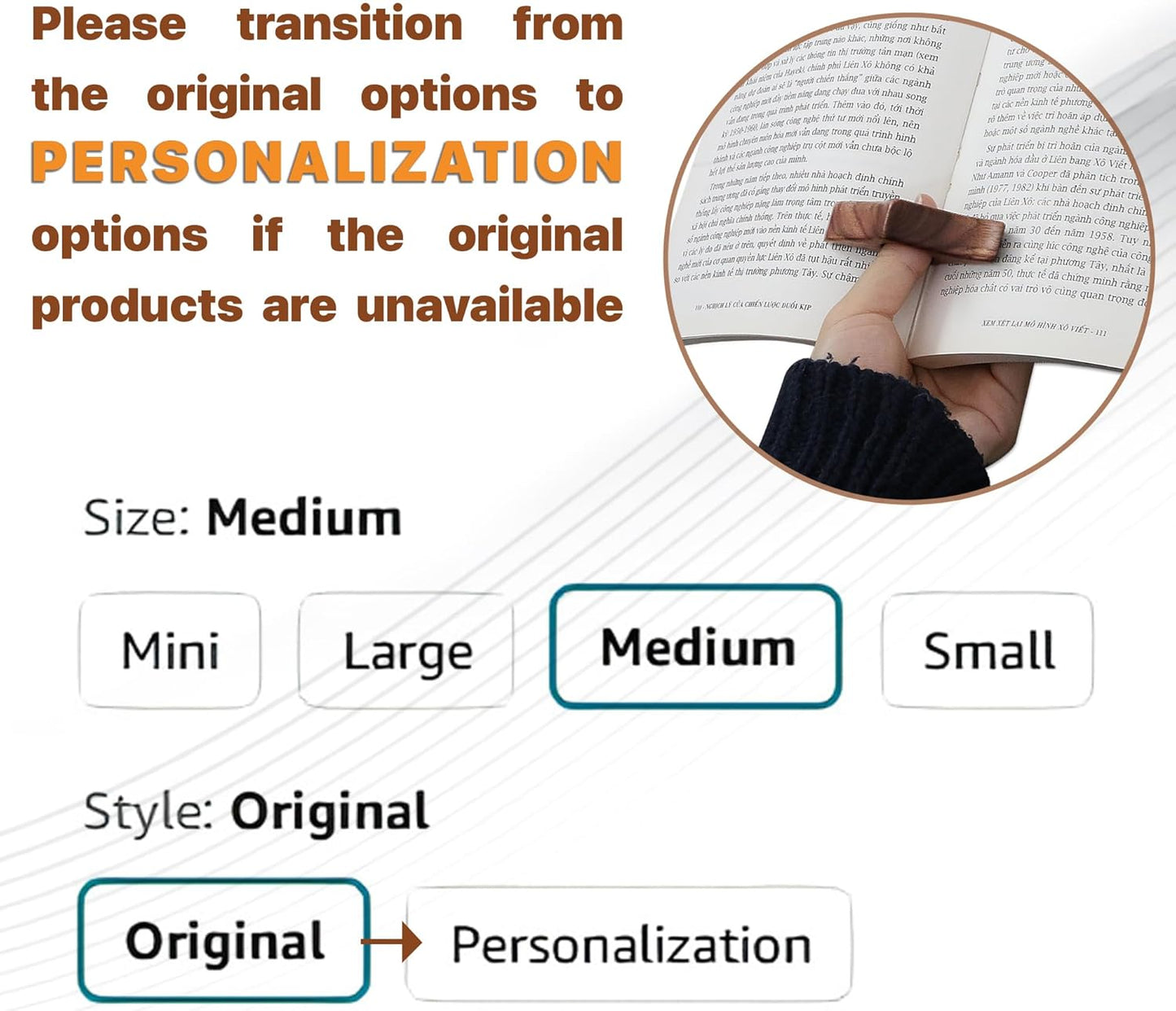 Walnut Book Page Holder, Smooth Finish Wood Book Holder for Reading, Ideal Book Reader Gifts & Reading Accessories,Book Worm Gifts for Women, Thumb Book Page Holder (Medium)