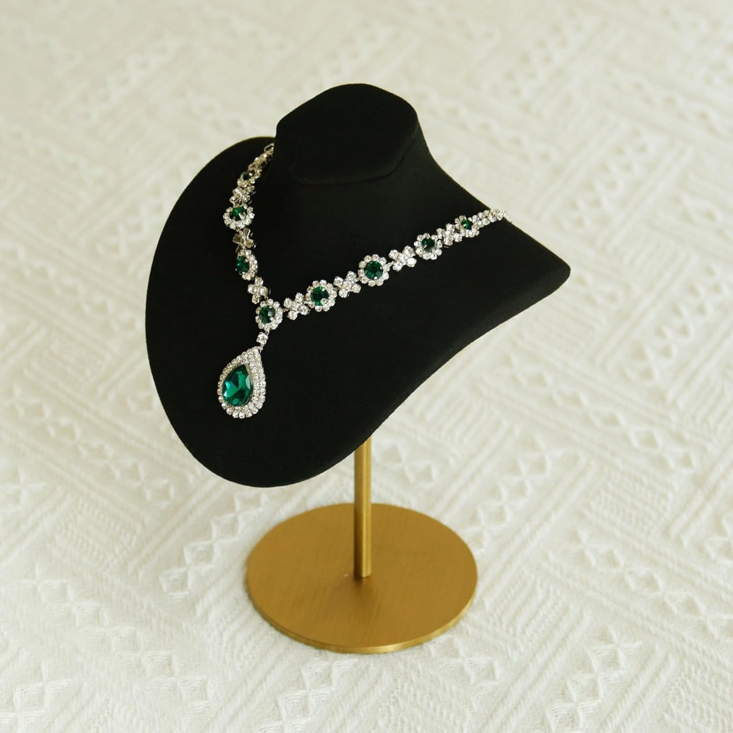 Necklace Display Stand For Selling Velvet Chain Jewelry Bust Holder Organizer With Stainless Steel Stand Jewelry Display