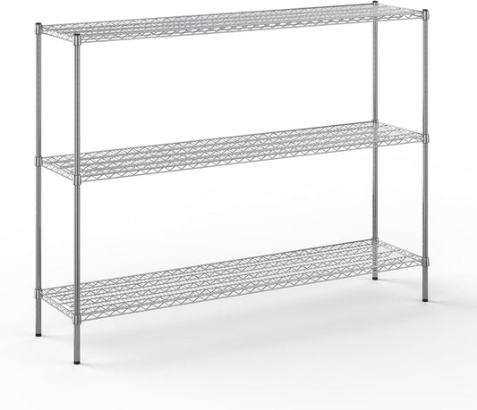18" Deep x 72" Wide x 54" Height Wire Shelving Kit | 3-Tier | NSF Commercial Storage Rack Unit
