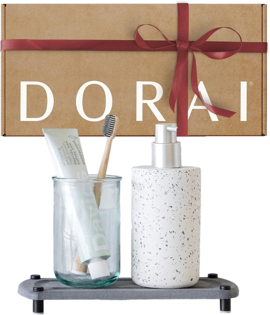 Dorai Home Sink Caddy – Water-Absorbing Stone Tray for Sink, Stainless Steel Feet, Fast-Drying, Slate