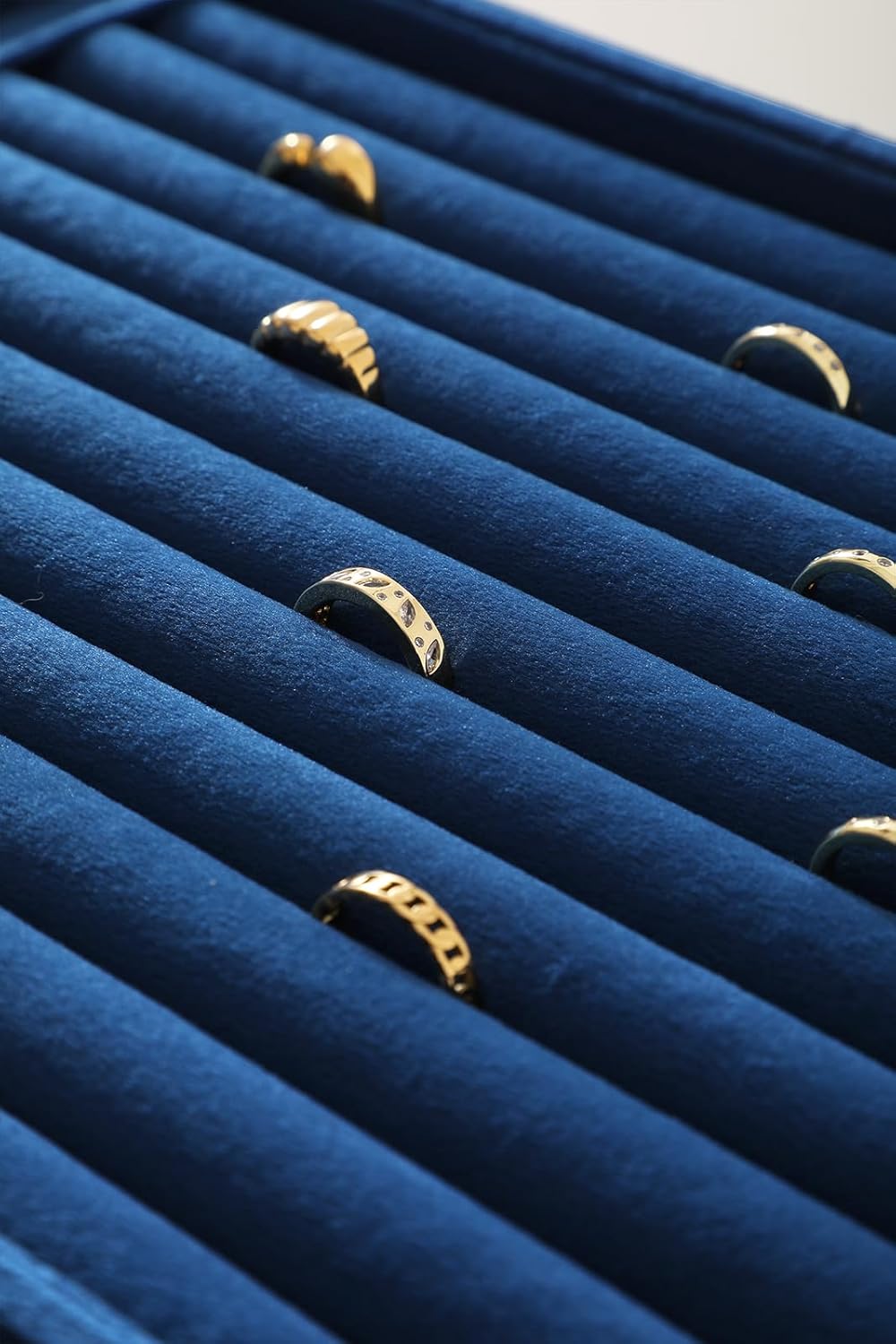 Ring Tray, Velvet Jewelry Trays,Premium Ring Display Case,Luxury Stud Earring Organizer,Blue Jewelry Storage