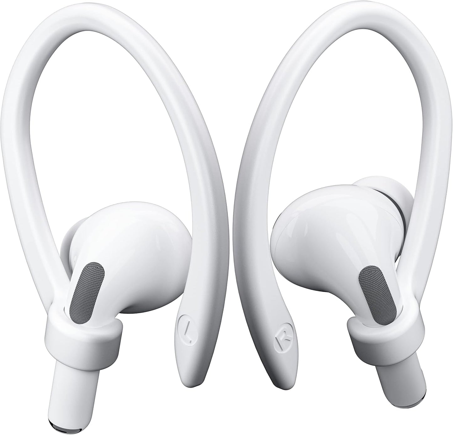 2 Pairs [Middle & Large] Ear Hooks Compatible with AirPods Pro 3, 2, Pro, AirPods 4, 3, 2 & 1, Upgraded Anti Slip Sports Clip Hooks for AirPods 1, 2, 3, 4,Pro, Pro 2 – White