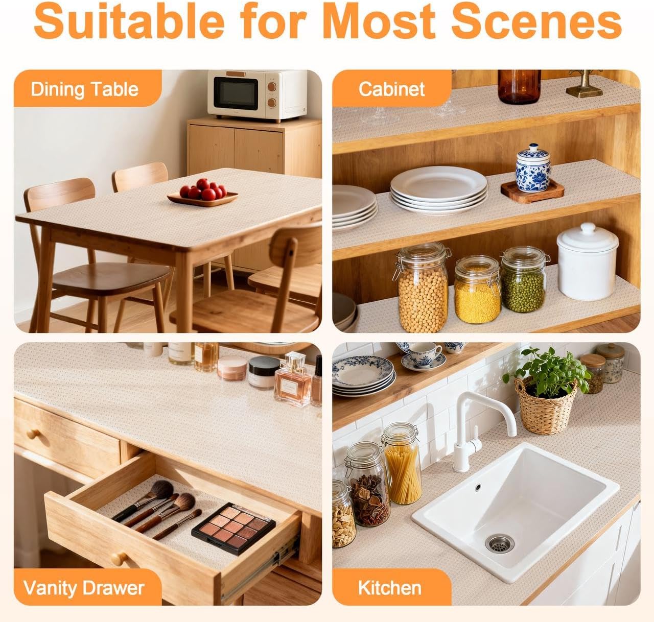 FEXIA Shelf Liner 20 Inch x 20 FT Clear Non Slip Waterproof Cabinet and Drawer Liner for Kitchen Cabinet Refrigerator Pantry Closet Durable Non Adhesive