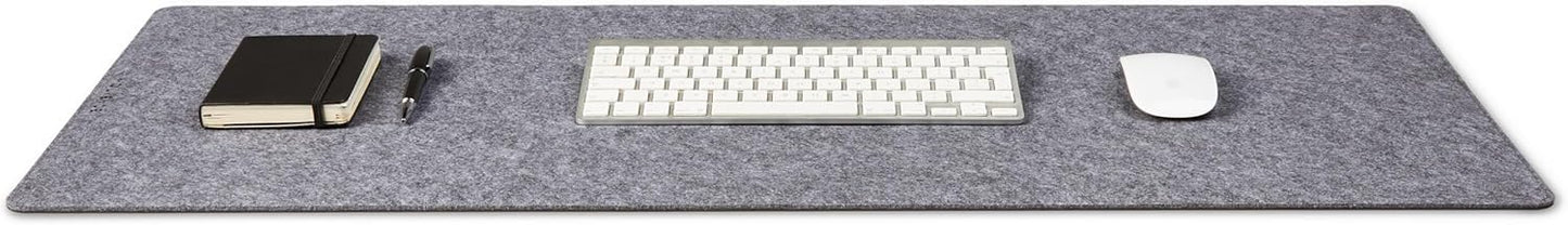Premium Felt Desk Mat | Large 15.75" x 36" | Multifunctional Desk Pad for Home Office | Mid Gray