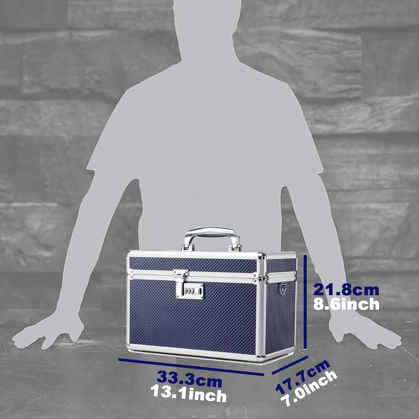 Storage Lock Box with Combination code, Lockable Medicine Storage Case, Empty First Aid Box, Security Lock Box, Multipurpose Lockbox for Home and Outdoor Use (Blue, Large)