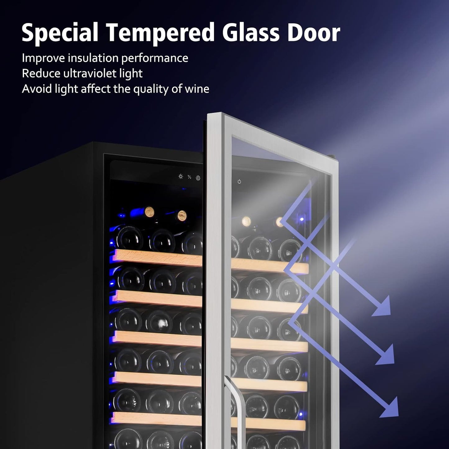 Wine Cooler Refrigerator, 179 Bottles Professional Wine Fridge with Powerful Compressor,Quiet Operation and Elegant Design for Wine Lovers