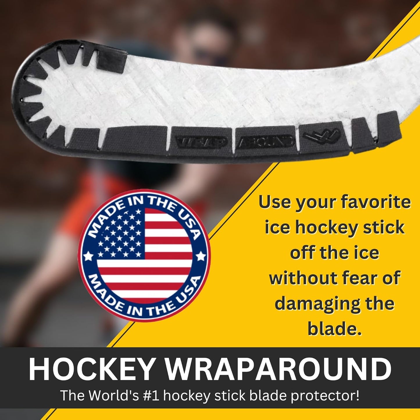 Wraparound Hockey Stick Blade Protector for Off Ice Training - Long Lasting -Cuts to Fit Junior, Senior Sticks - Hockey Training Equipment, Accessories, Gear