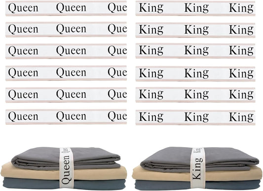 12 Pieces Bed Sheet Organizer Bands, Closet Organization Sheet Straps, Linen Labels Bedding Bands, Elastic Bed Sheet Storage Sheet Keepers （6PcsQueen 6PcsKing ）