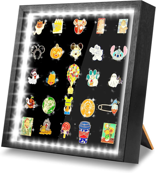 Light Up Pin Display Case – Illuminated Enamel Pin Display Board for Pin Collection Display, Pin Holder, Pin Board for Enamel Pins, Pin Display Case for Pin Collectors