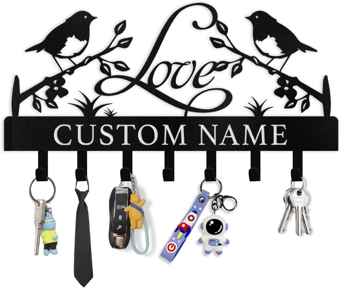Personalized Key Holder Wall Mount - Key Holder for Wall, Custom Name Key Rack, Metal Key Holder Hooks Organizer, Wedding Housewarming Gift, Key Hanger Decor for Entryway, Hallway, Bedroom