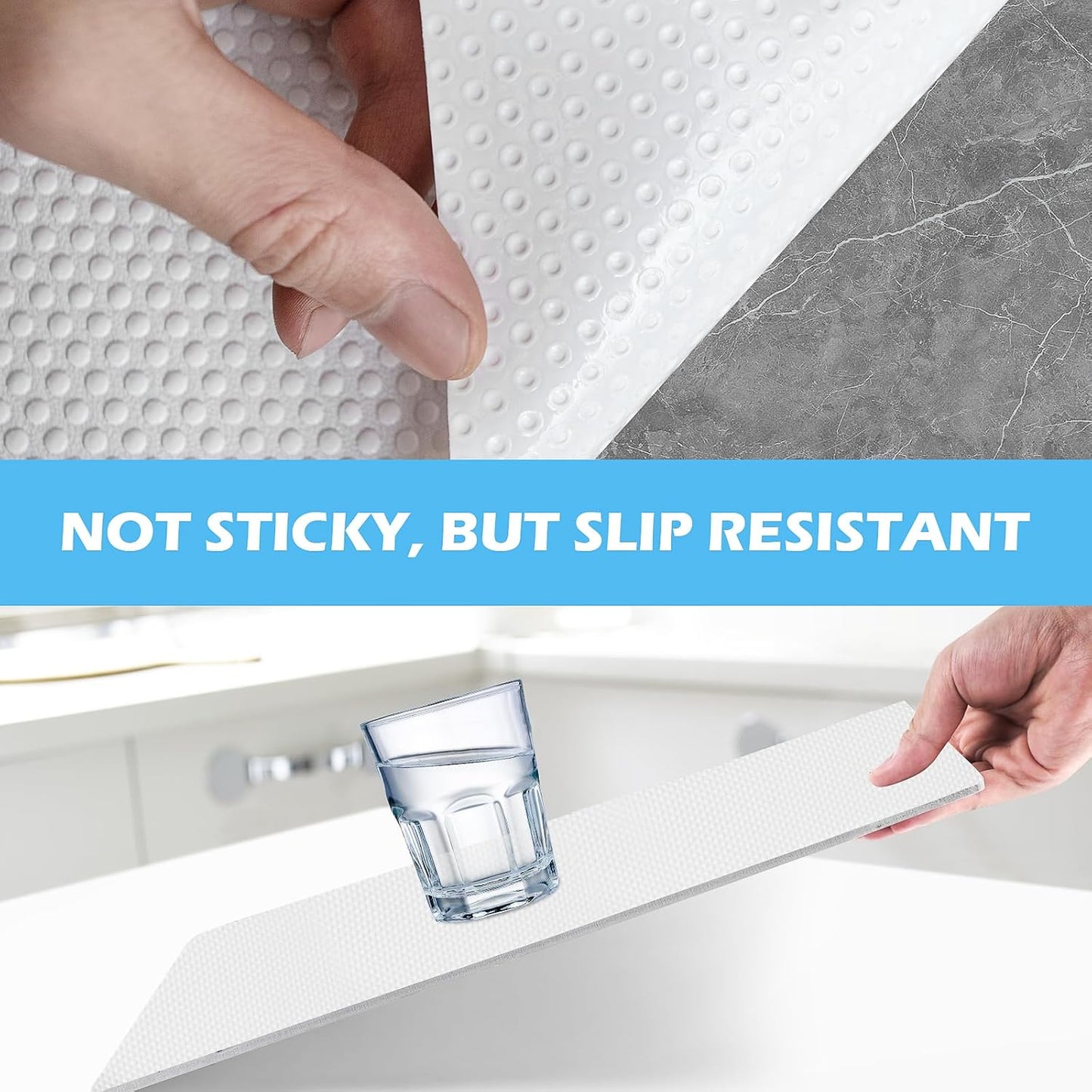 Drawer Liners, Waterproof Shelf Liner, Anti-Slip Non-Adhesive BPA Free Kitchen Cupboard Cabinet Liner Refridge Fridge Mats Sink Protector Strong Durable for Home (White/19.7in x 20Ft)