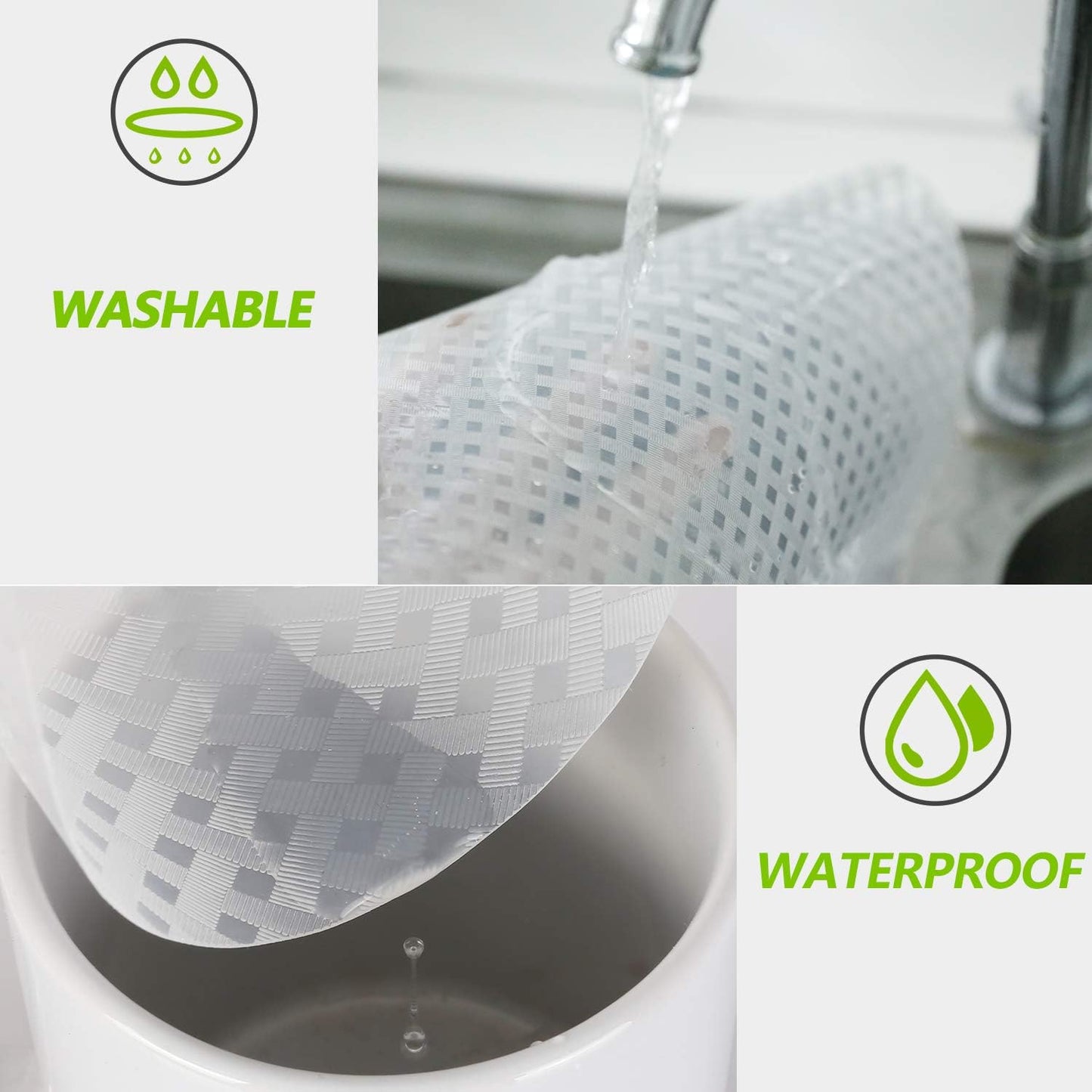 HooTown Shelf Liner Kitchen Cabinet Drawer Mats 23.6 Inch Wide x 393.7 Inch Long, Non Slip EVA Plastic Water Resistant Pad for Bathroom Drawers,Shoe Shelves, Under Sink, Clear