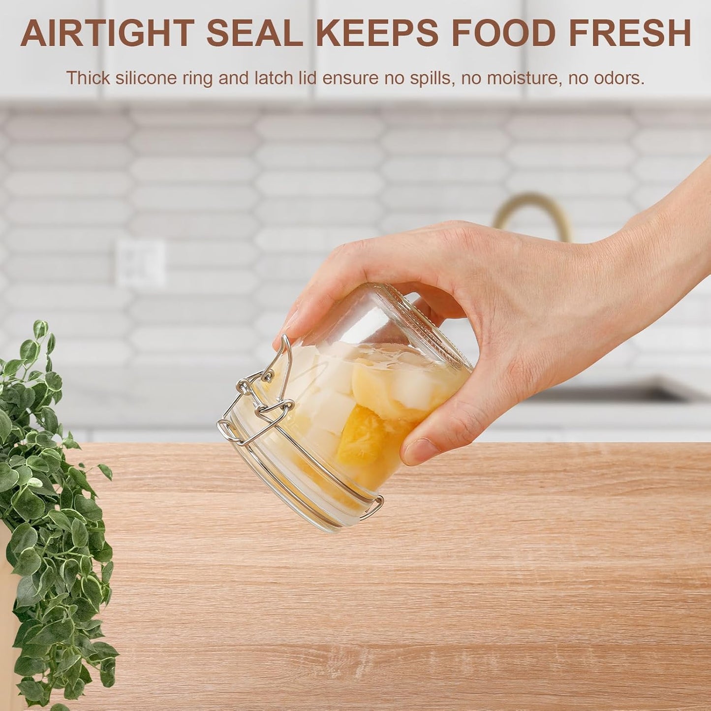 6 Pack Spice Jars, 8 oz Glass Containers with Airtight Lids, Small Herb Jars with Labels for Kitchen Storage