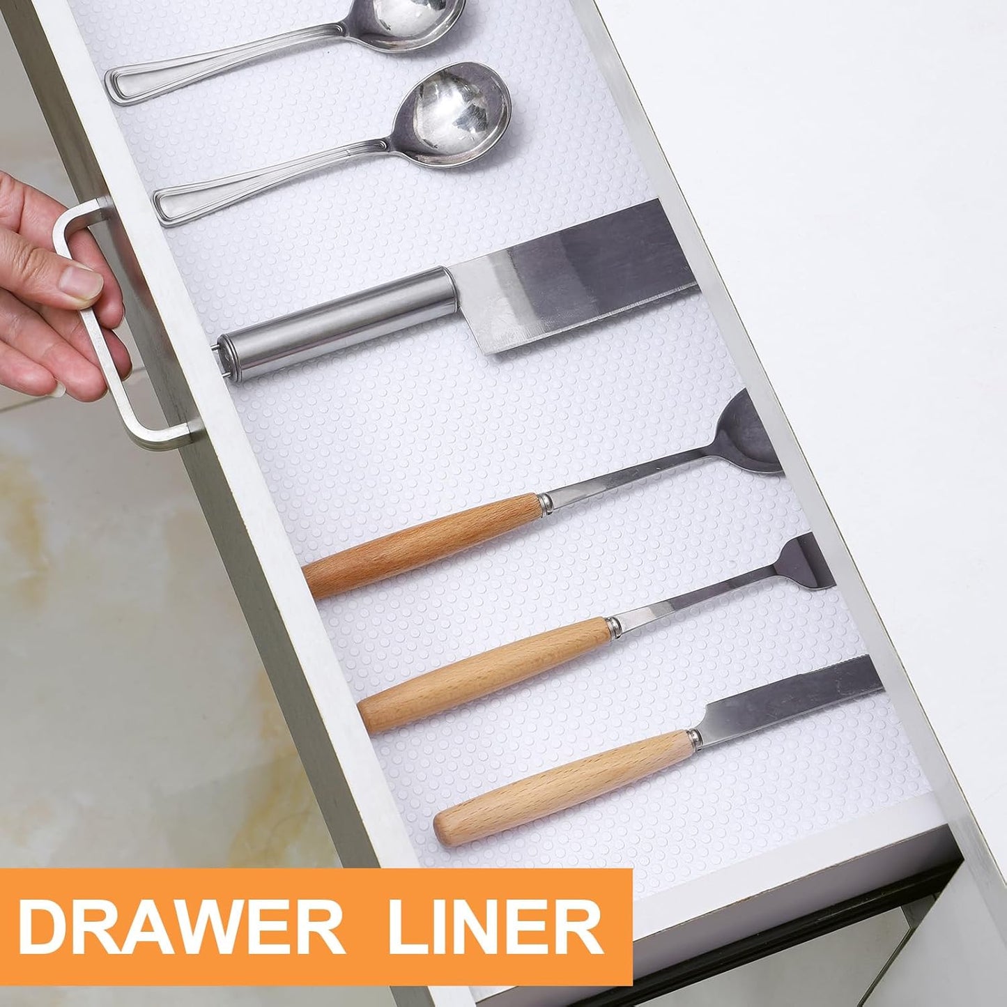 FLPMIX Shelf Liner for Kitchen Cabinets 12 inch Wide - Waterproof Cabinet Liner - Non-Adhesive Easy to Cut Drawer Mat for Pantry Shelves, Cupboard 12" X396 Inch White