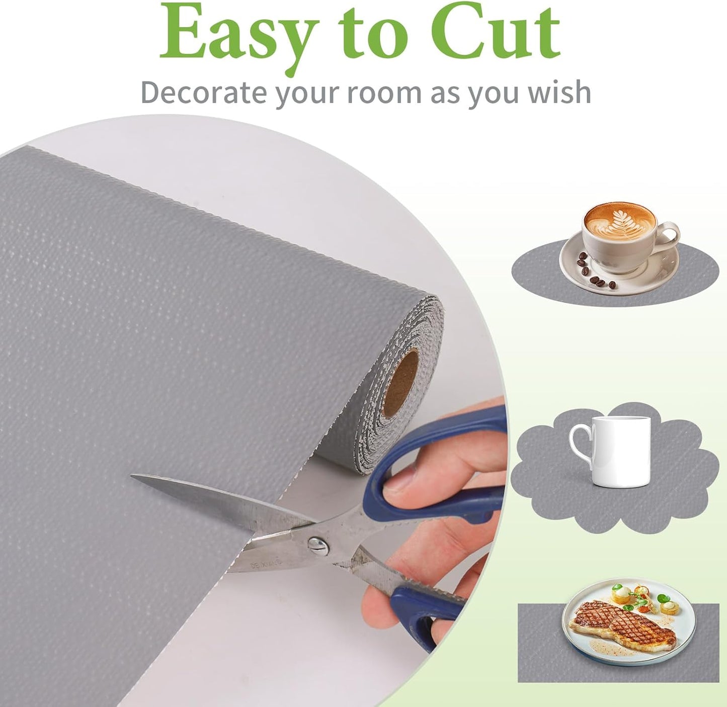 Shelf Liners for Kitchen Cabinets 17in x 30FT Non Adhesive Drawer Liner Grey Thickened Shelf Liner Paper Strong Non-Slip Easy to Clean for Tool Box Refrigerator with Knife and Tape Measure