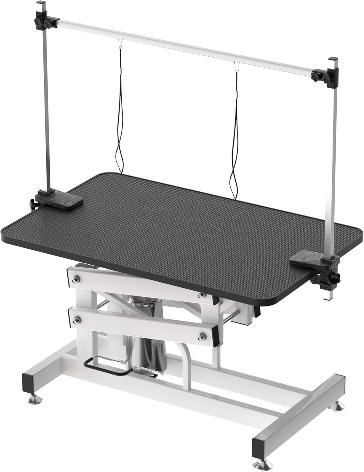 Hydraulic Dog Pet Grooming Table, 42 Inch Heavy Duty Z Lift Structure Professional Dog Grooming Table Suitable for Large Dogs at Home with Adjustable Overhead Arms, Clamps and 2 Grooming Noose, Black