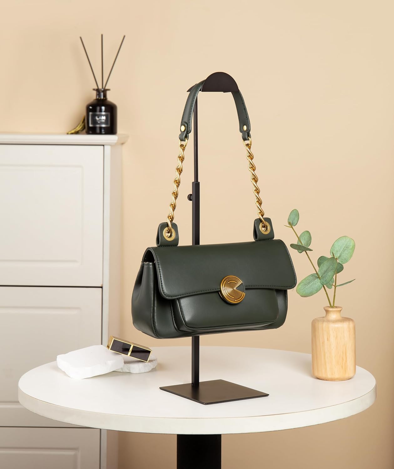 Purse Display Stands, 3 Pack Black Handbag Display Stand Stainless Steel Purse Display Rack Adjustable Height Bag Display Stand Holder Anti-fingerprint for Retail Boutiques Commercial Store