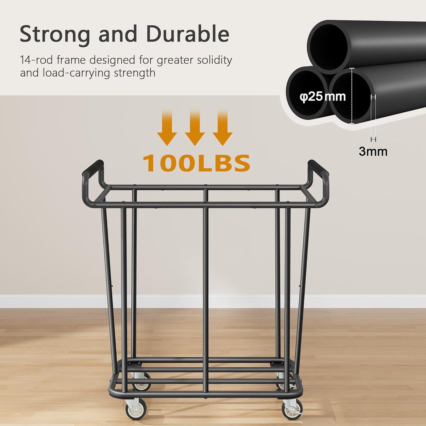 Large Laundry Hamper with Wheels, 360L Rolling Big Laundry Basket for Clothes Storage, Heavy Duty Extra Large Rolling Laundry Cart with Handle, Steel Frame, Waterproof Liner,95.1 Gallons.