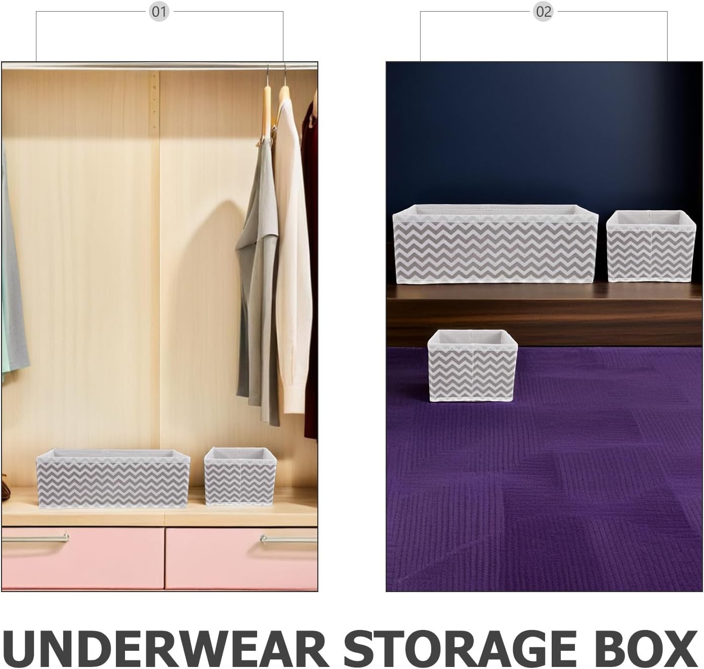 12pcs Socks Drawer Organizer: Underwear Storage Dividers - Closet Cabinet Dresser Storage Boxes For Stockings Leggings Bra Ties Closet Organization
