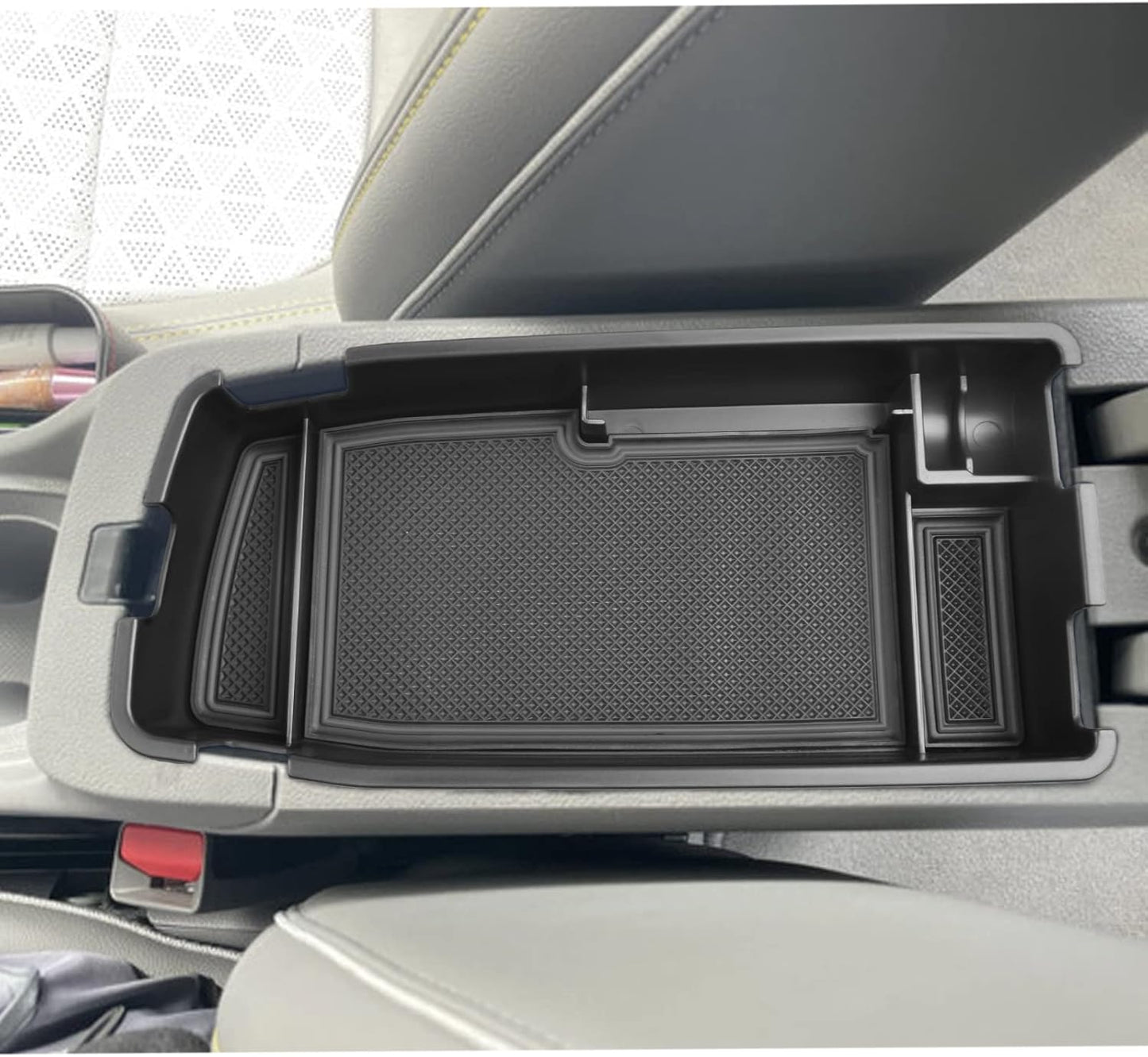 EDBETOS Center Console Organizer Tray Compatible with Chevy Bolt EUV Bolt EV Accessories 2022-2023 Interior Secondary Armrest Storage Glove Box Divider ABS Material, Black Trim