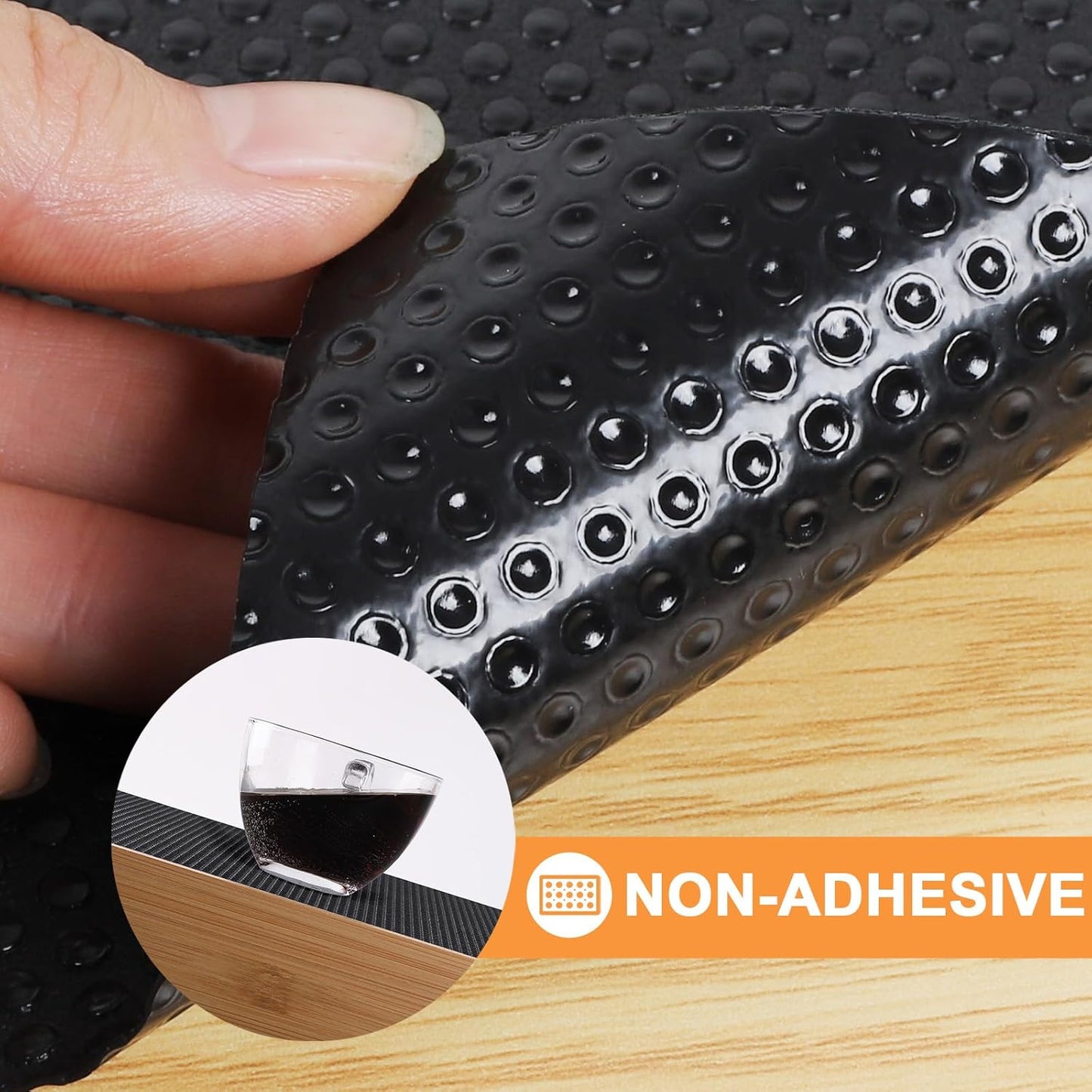 Cabinet Shelf Liner 11-inch Wide - Black Waterproof Kitchen Drawer Liner - 11 in × 20 FT Non-Adhesive Easy to Cut Cupboard Mat for Pantry