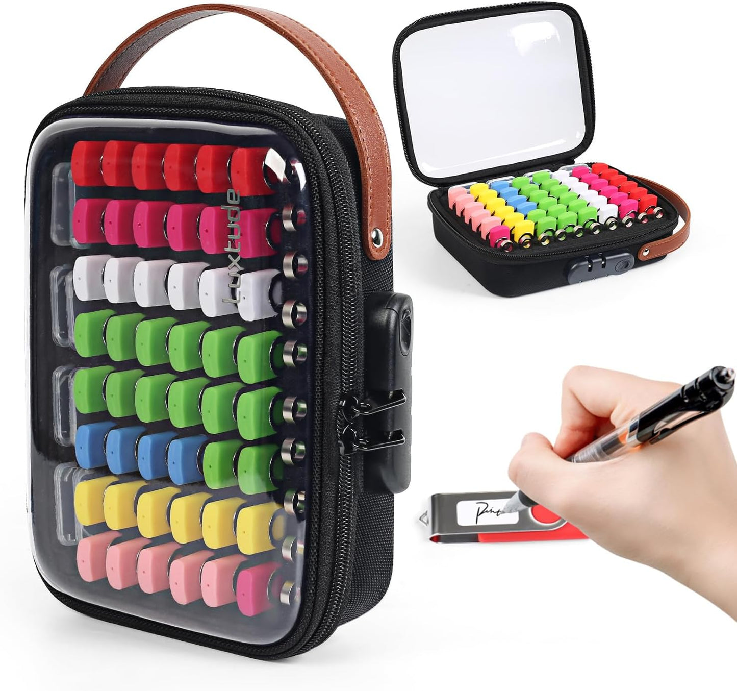 Luxtude Flash Drive Case with Combination Lock (112 Labels Included)
