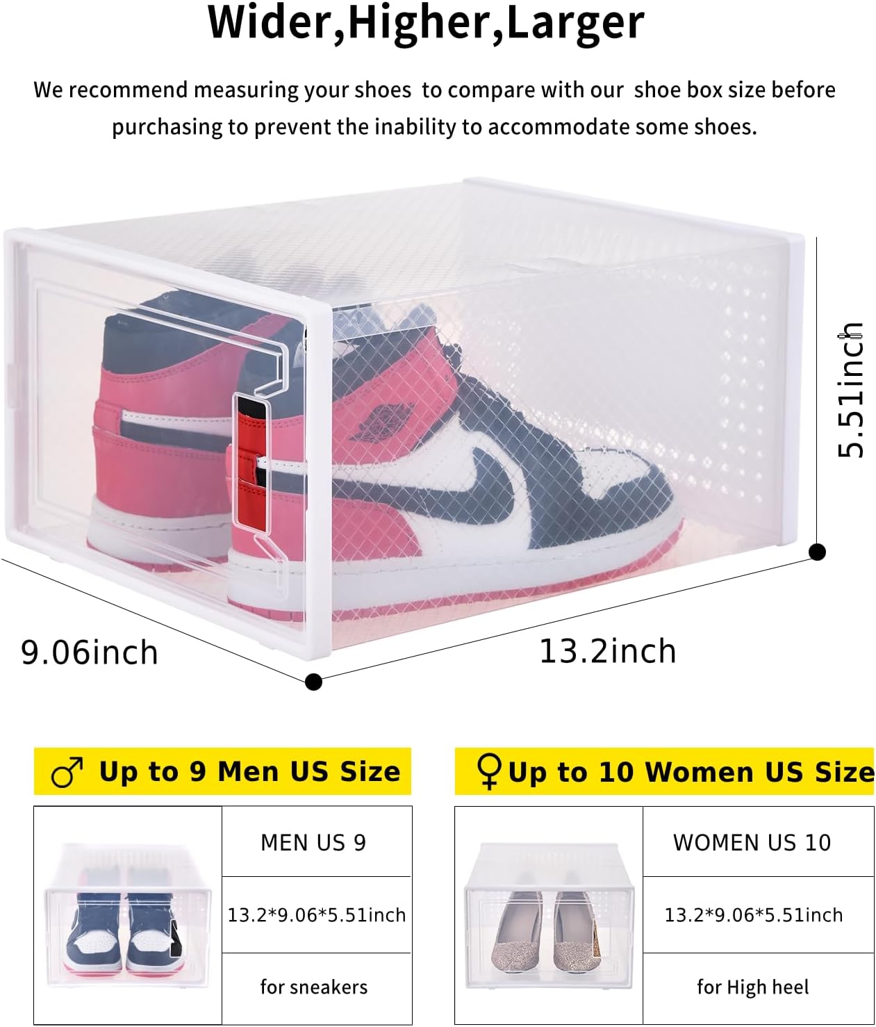 Large Shoe Storage Boxes Organizers Clear Plastic Stackable 12 Pack Fit Size 9, Shoe Rack & Holder Substitute, Sneaker Containers, Toy Storage Organizer Bins for Entryway, Closet, Under Bed