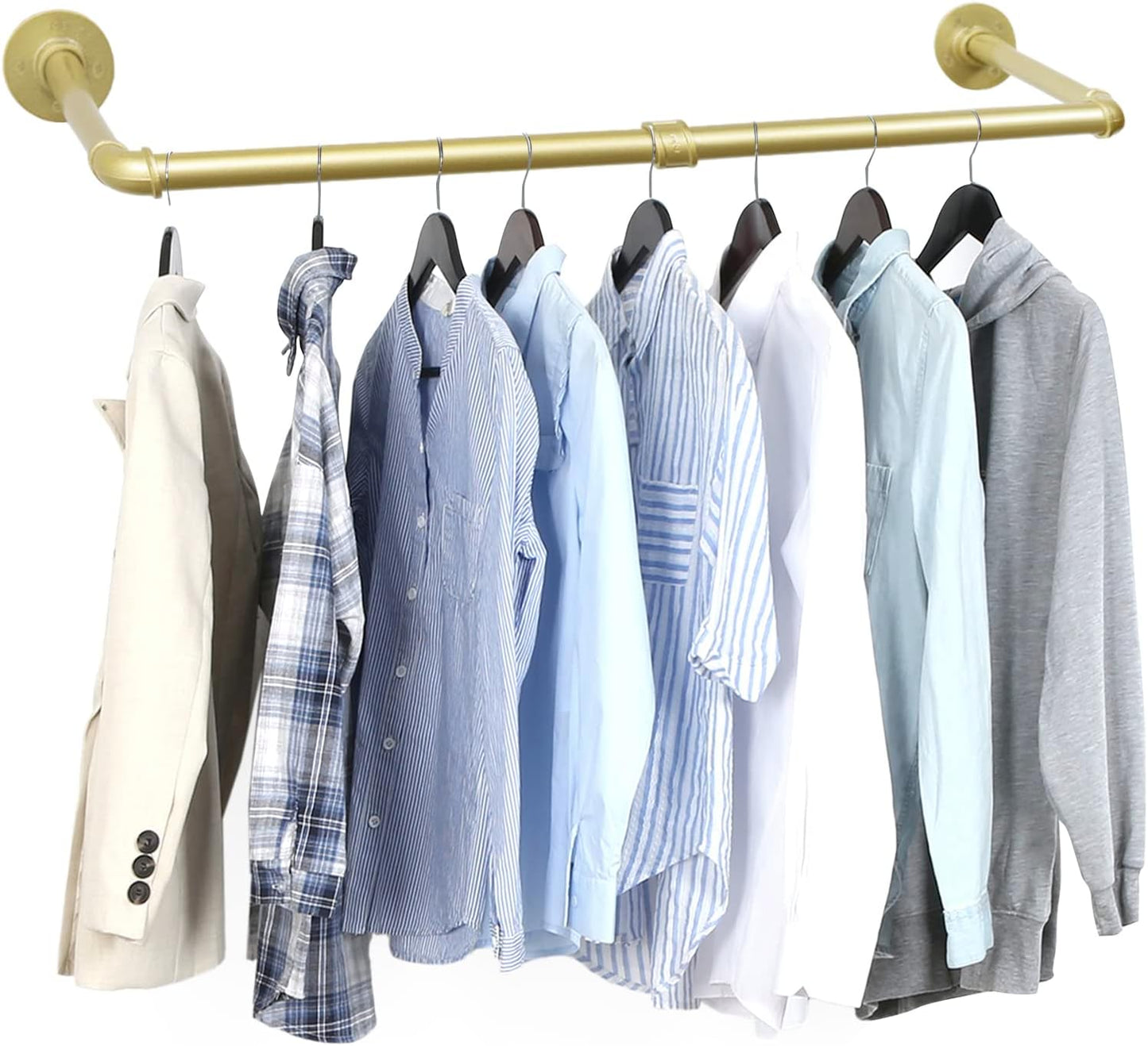 36 inch Gold Industrial Pipe Clothes Rack,Pipe Garment Rack Hanging Rod Bar for Closet Storage,Laundry Room Up to Max Load 135lbs