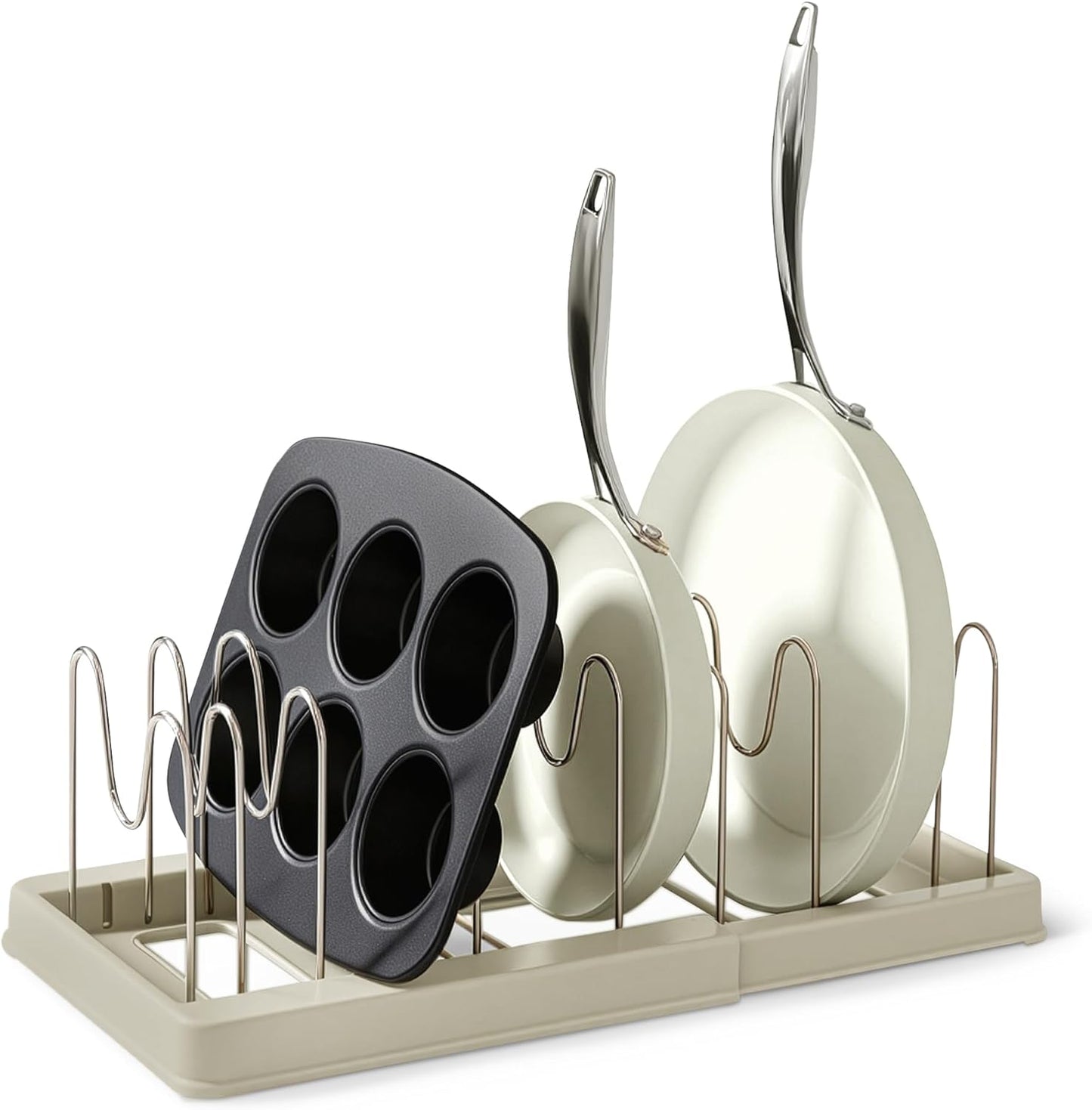 Amazon Basics Cookware and Bakeware Organizer, Includes 10 Dividers, Stainless Steel, Expandable from 12.2 in. - 20.7 in