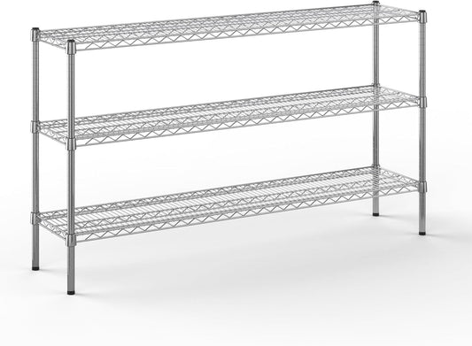 14" Deep x 60" Wide x 34" Height Wire Shelving Kit | 3-Tier | NSF Commercial Storage Rack Unit