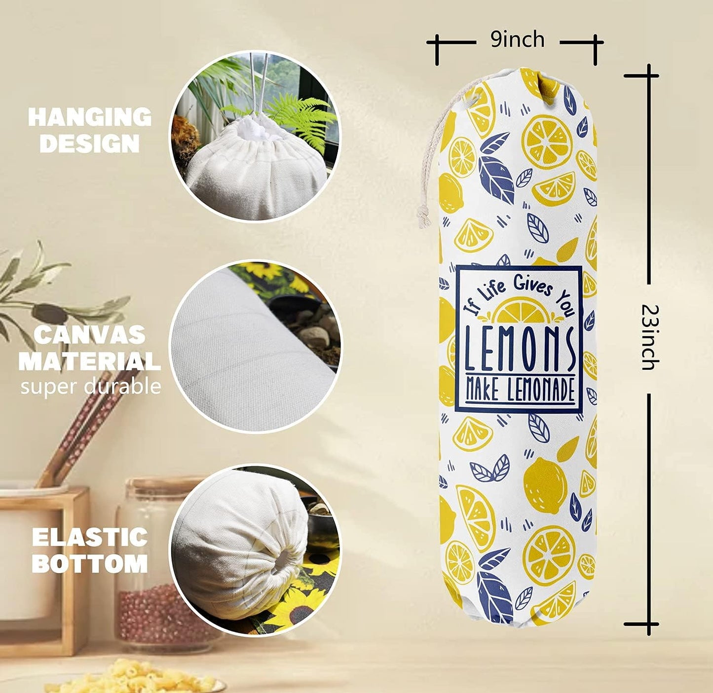 If Life Gives You Lemons Make Lemonade, Kitchen Grocery Bags Holder Container Organizer, Plastic Bag Holders Storage for Garbage Shopping Trash Sack, Gift for Women Mother Grandmother Friend