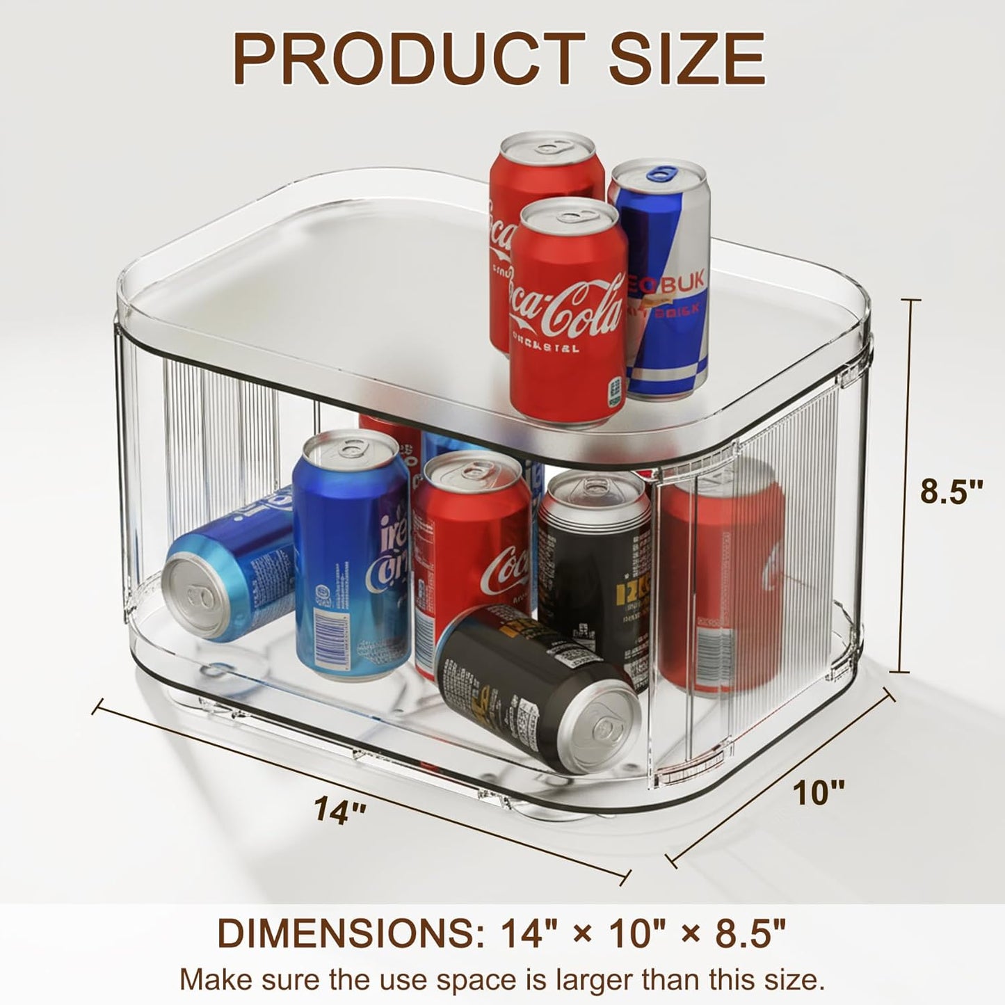 FIRJOY Lazy Susan Organizer for Cabinet, Pantry, Countertop (2 Tier 14" x 10" Clear - 1 Pack, Rectangular)