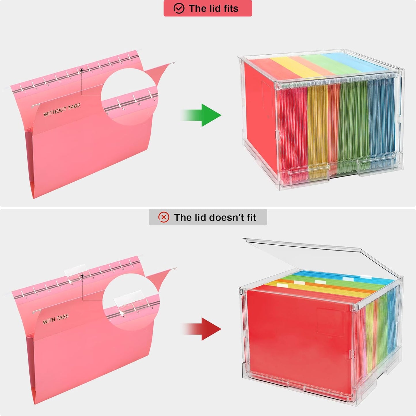 UMAIL File Box,Hanging File Organizer,Portable Storage Bins with Lids,Letter-size File Holder File Cabinet for Office/Home/Decor No Folders(1pack