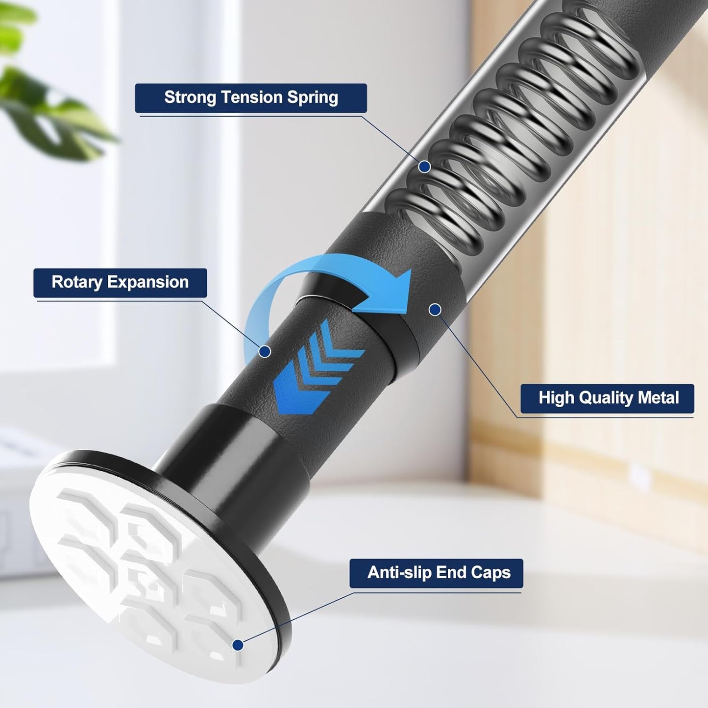 No Drilling Closet Rod, 27.5-94 Inches Hanging Closet Rod for Clothes, Closet Bar & Pole Heavy-duty, Closet Rods for Hanging Clothes For Closet Wardrobes Bathroom Laundry RV Curtains,Black