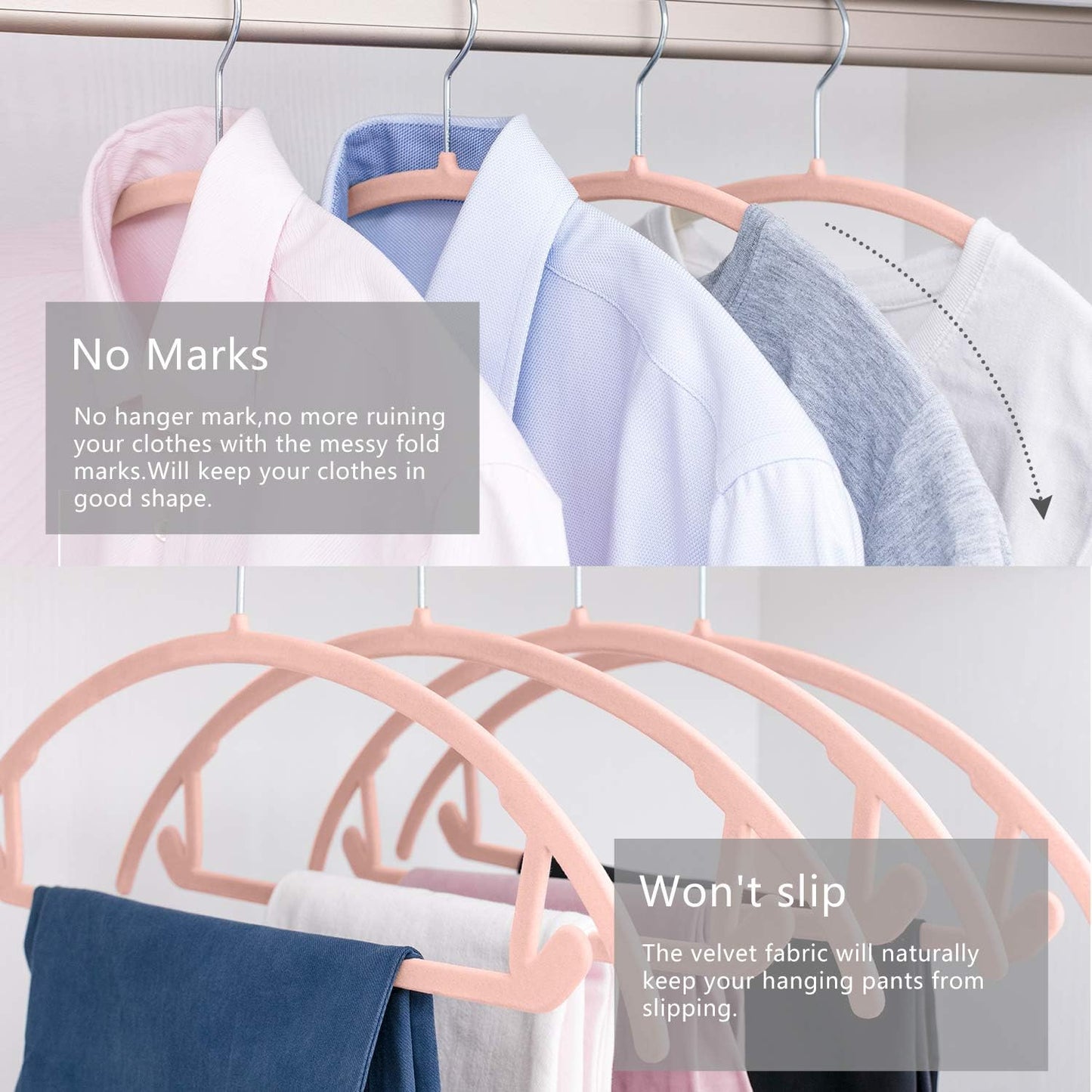 MIZGI Premium Velvet Hangers 30 Pack Heavyduty- Non Slip No Shoulder Bump Suit Hanger - Chrome Hooks,Space Saving Clothes Rounded Shape for Coat,Sweater,Jackets,Pants