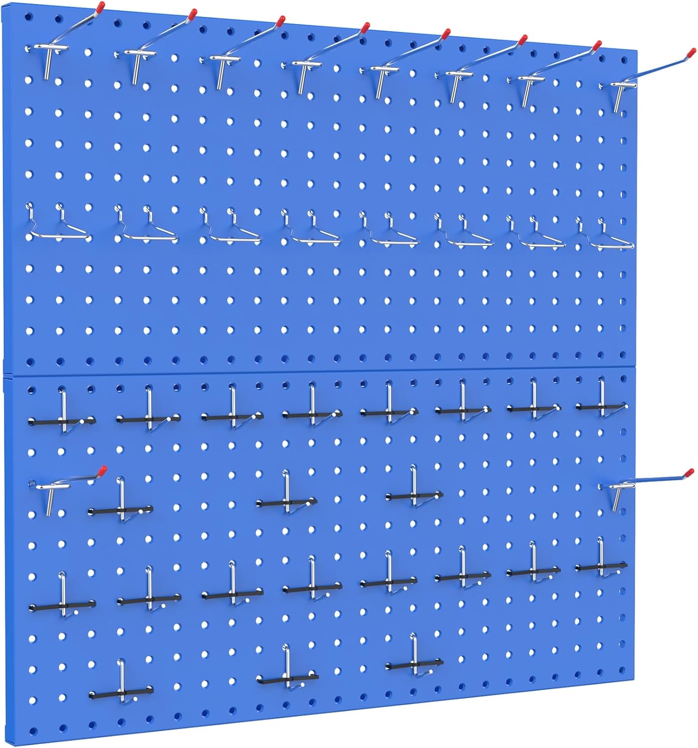 TORACK Metal Pegboard Wall Organizer 24" x 24" or 12" x 48", 70 PCS Tools Storage Pegboard for Garage Tool Organizer Pegboard with Peg Board Hooks for Workbench(Blue)