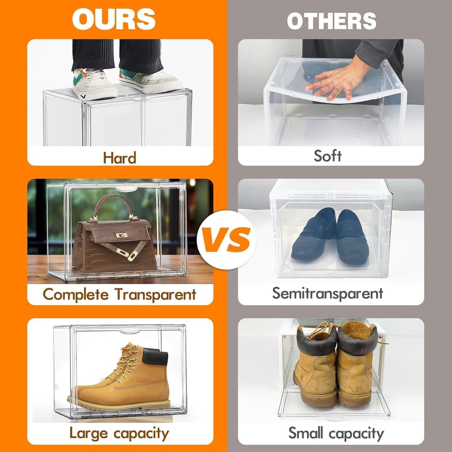 X-Large Acrylic Display Case Size 14 Sneaker Shoe Box with Magnetic Lid, Transparent Stackable Figure Display Case Clear Large Collectibles Showcase, Protection Organizer, 1 Pack