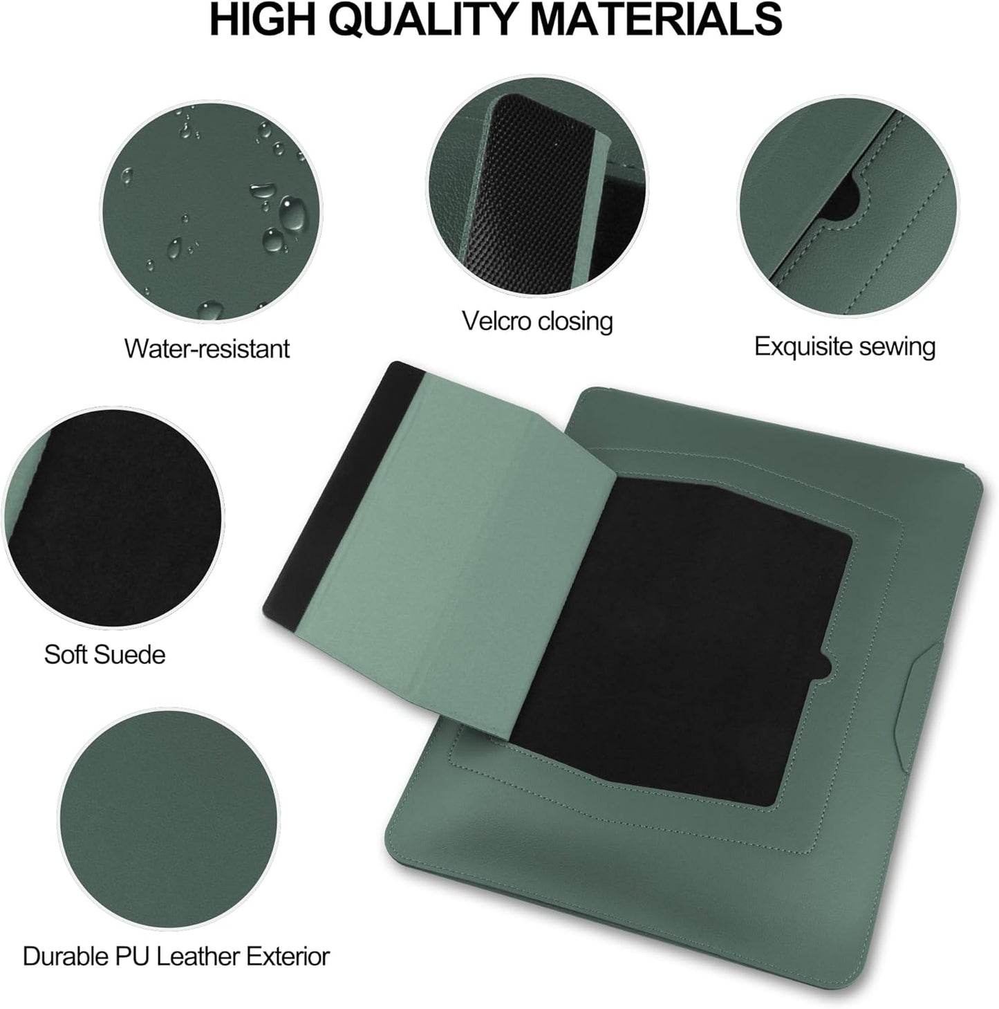 15.6" Laptop Sleeve-Compatible with MacBook Pro 16/15.4'' MacBook Pro 15, Mac Air 15 - Waterproof Soft 15 16 inch pc case for HP, Dell, 15 inch Laptop Sleeve case,Green