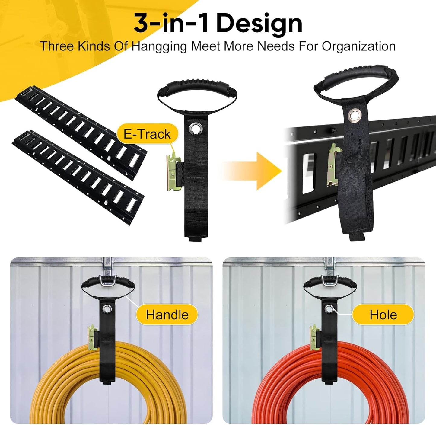 4 Pack Etrack Extension Cord Organizer, 17" Hook & Loop Closure E-track Rail Accessories Storage Straps Extension Cord Holder for Keep Cords, E Track, Hoses, Ropes, Cables Organized