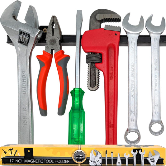 17" Heavy-Duty Magnetic Tool Holder (Upgraded Version) - Extremely Powerful Magnetic Pull Force to Hold Heavy Tools - Professional Space-Saving Magnetic Bar - Tool Organizer Rack/Strip