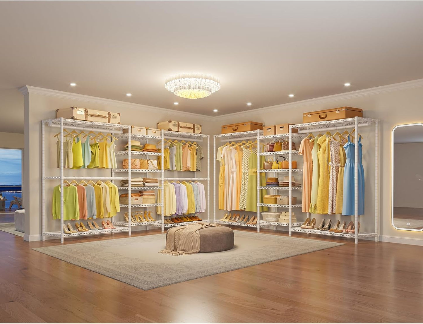 VIPEK X3 Plus Large Expandable Closet Rack Adjustable from 5'10" to 8'8" with Extendable Shelves and Hanger Rods, Freestanding Clothing Racks Modular Closet Systems Wardrobe, Max Load 1360LBS, White