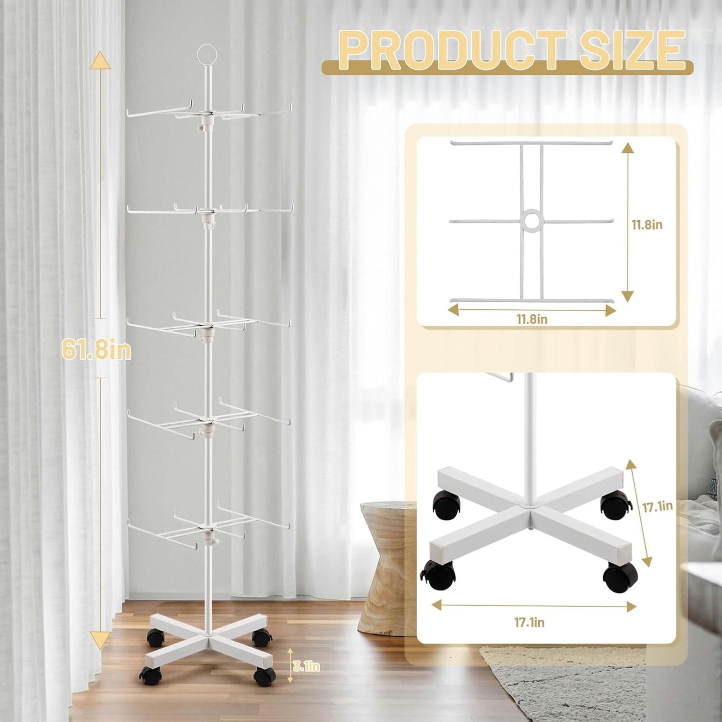 Retail Display Stand Rotating Display Rack 5 Tier Spinning Display Stand for Craft Shows, Jewelry, Keychain, Earring Adjustable Height Retail Display Racks (5-Tier White)