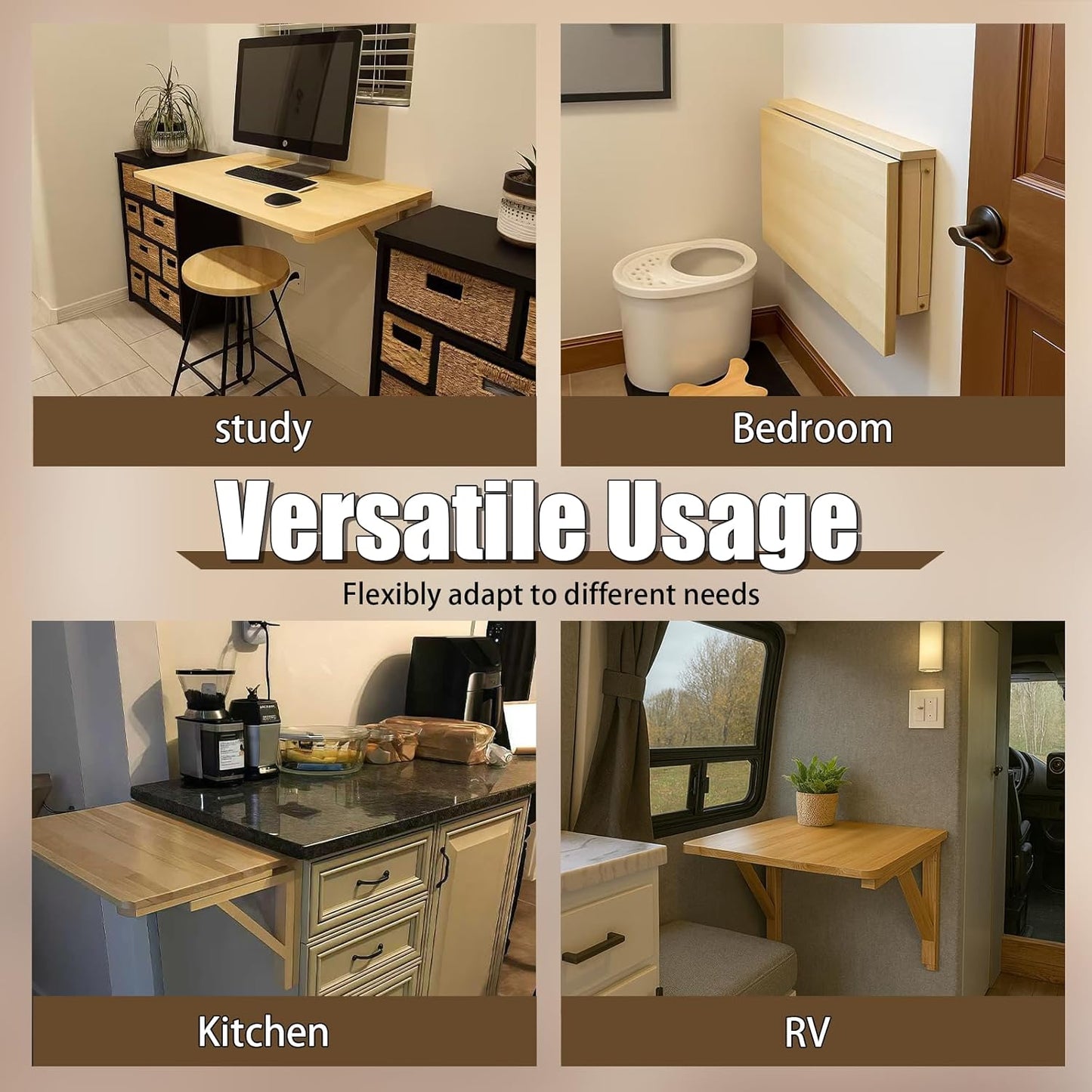 MM MELISEN Wall Mounted Folding Table for Laundry Room, Wall Mounted Fold Down Desk for Small Saving Spaces, Kids Floating Desk for Dining, Room, Study, Kitchen, Dinner, Bar, 95X55CM/37.4"X21.6"-2