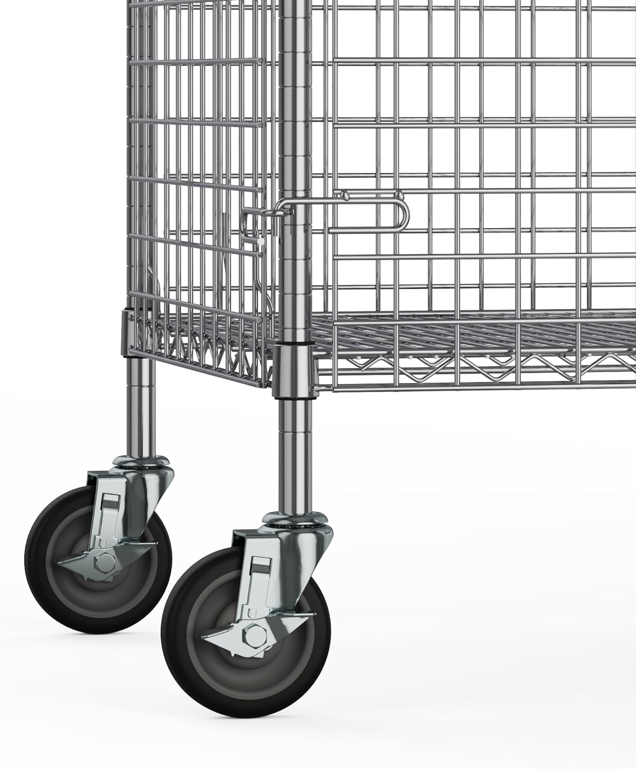 24" W x 60" L x 69" H Heavy Duty Utility Commercial Grade Metal Storage NSF Unit | Chrome Mobile Security Wire Cage Kit