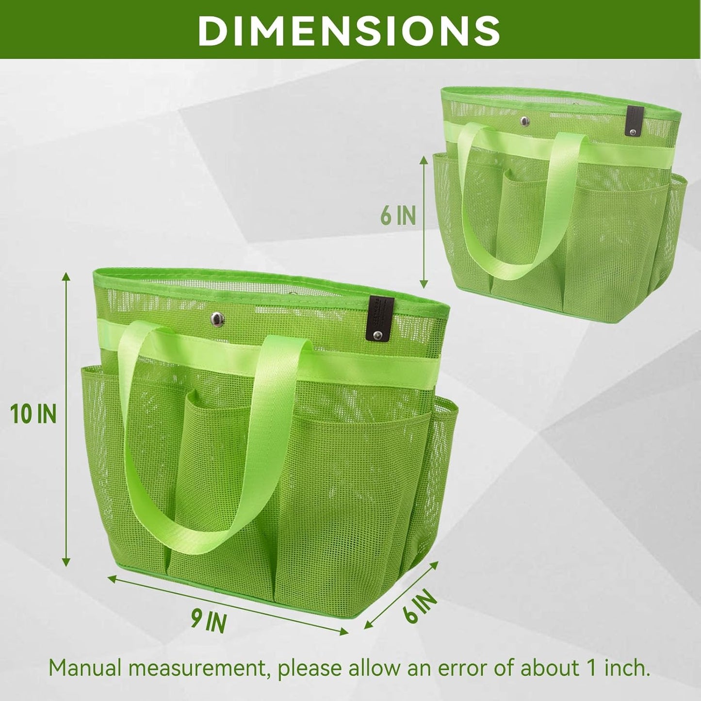 Mesh Horse Grooming Tote Bag Breathable Waterproof, 6 Pockets Horse Grooming Kit Tool Bags, Horse Cleaning Caddy Box for Cleaning Supplies, Pet Grooming Organizer for Horse Donkey, Green